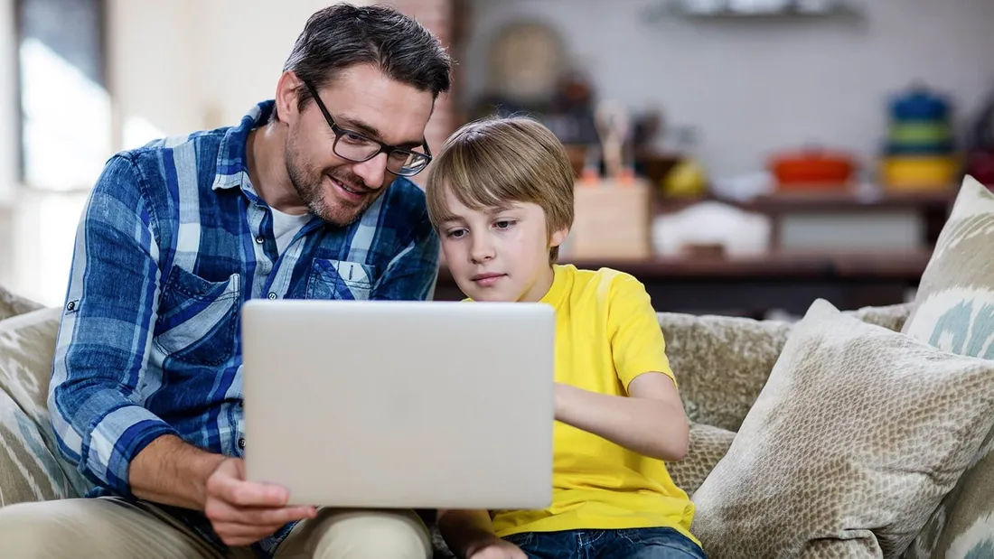 father and son online together