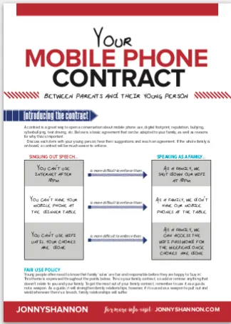mobile phone contract between parent and child