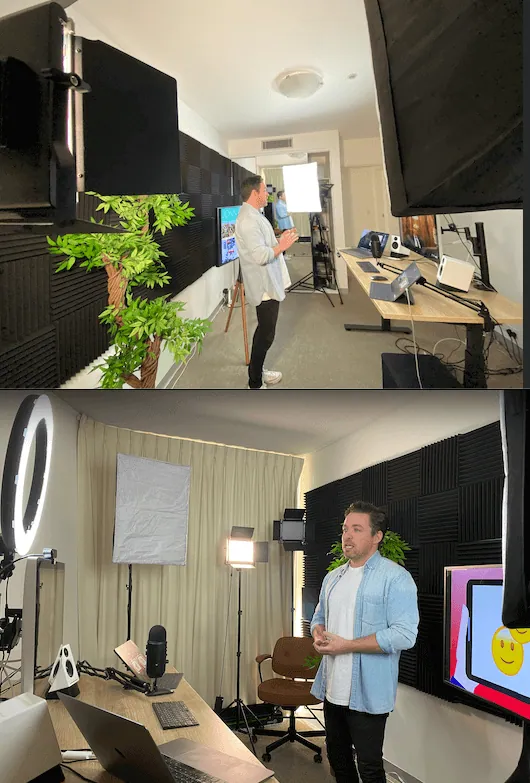 jonny shannon speaking remotely using a Zoom studio setup for live talks online