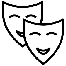 two smiling drama/theater masks